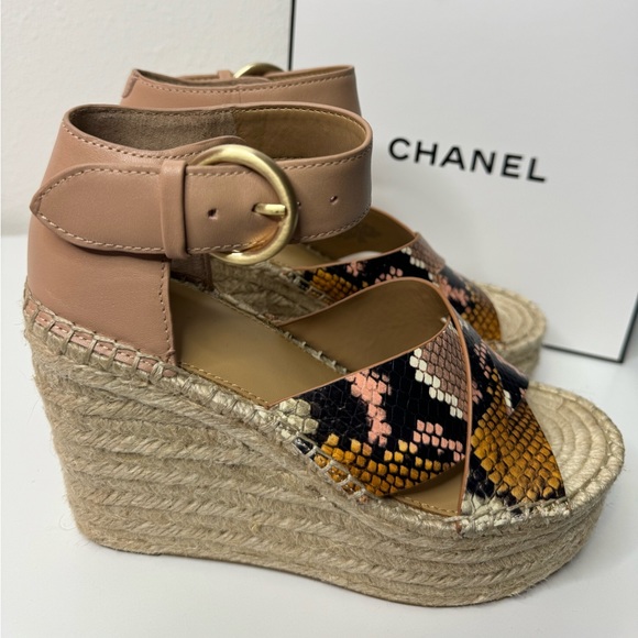 NEW 💖 MARC FISHER LTD Sneak Print Leather Upper Wedges - Picture 1 of 7